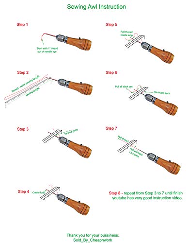 Swift Hand Sewing Awl Leather Canvas Repair Saddles Coat Seat Kit (Black) #TOP1