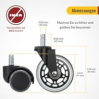 HOLKIE Bürostuhl Rollen für Bürostühle 5er-Set für Parkett Hartbodenrollen Boden 11x22 mm Transparent Schreibtischstuhl Gummirollen für Stühle als Computer-Gaming-Stuhl Bürostuhlrollen Sehr Leise – Ansicht 3
