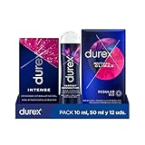 Durex Preservativos Mutual Climax + Lubricante Durex Perfect Connection, Base Silicona, + Intense Gel, 12 Condones + 50ml + 10ml