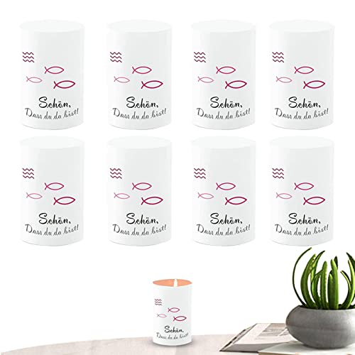 Portavelas Tealight,8 unidades portavelas para mesa boda | Portavelas con forma pez Schon Dass Du Da Bist adornos para la Santa Comunión Decoración del hogar Jingan