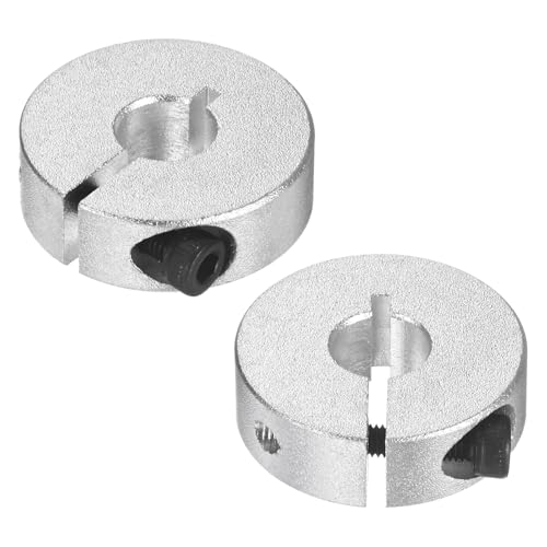 M METERXITY 2er Pcs Einfach Geteilte Wellenklemme 8mm Bohrung Aluminium Klemmen Wellenklemmen 25mm Außendurchmesser 8mm Dicke Mit M4 Befestigungsschraube [Silber]