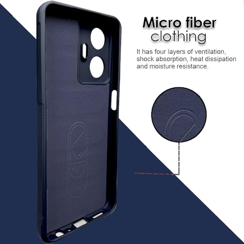 Image of A rtistque Liquid Silicone Stripes Back Cover Case for Realme Narzo N55 / Realme C55 | with Camera Protection | with Inner Fabric | Anti Slip Grip | AirBag Case - Blue