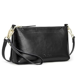 Kattee Leder-Umhängetaschen für Damen Trendige kleine Schulter-Geldbörsen und Handtaschen Wristlet-Clutch-Geldbörse mit 2 Riemen