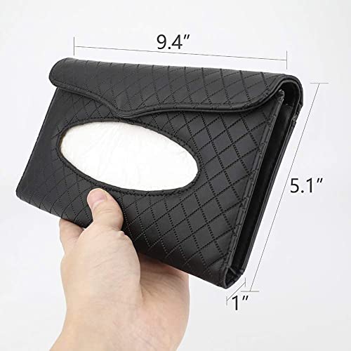 Image of Car Sun Visor Tissue Paper Box Case Auto Interior Decoration Accessories Holder PU Leather Tissue Box for Car /Truck (Black)