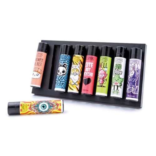 FIRE-Board® 8 - Il collezionabile definitivo per accendini Clipper® - con supporto, striscia magnetica o montaggio a parete - Accessori ufficiali Clipper - Nero