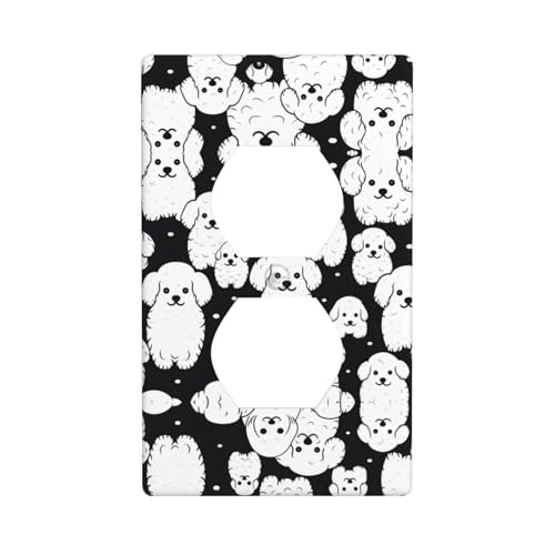 Phayah Placa de pared dúplex con patrón de cachorro, tamaño estándar, policarbonato termoplástico, doble enchufe
