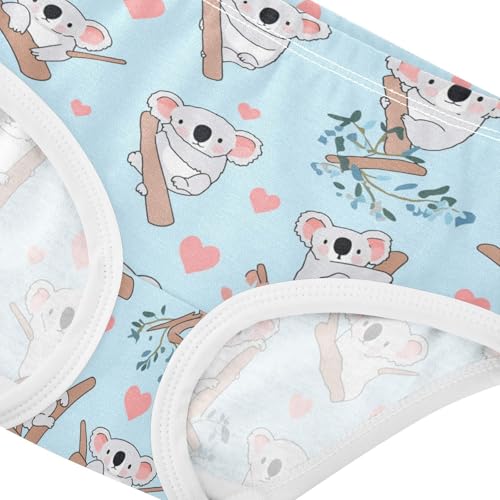 Wusikd Cute Koala Bears Girls' Underwear Cotton Heart Girls Briefs Soft Toddler Underwear 2T4