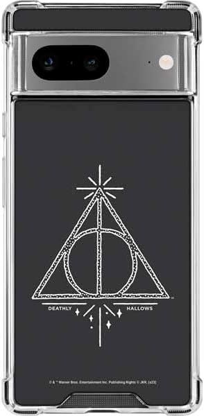 Skinit Clear Phone Case Compatible with Google Pixel 8 - Officially Licensed Wizarding Worlds Harry Potter Deathly Hallows Symbol Design