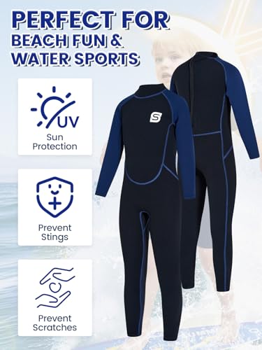 Summshall Traje de neopreno para niños y niñas, 2.5 mm con protección UV50+, mantiene el calor, suave y elástico, para natación, esnórquel y surf - imagen 6