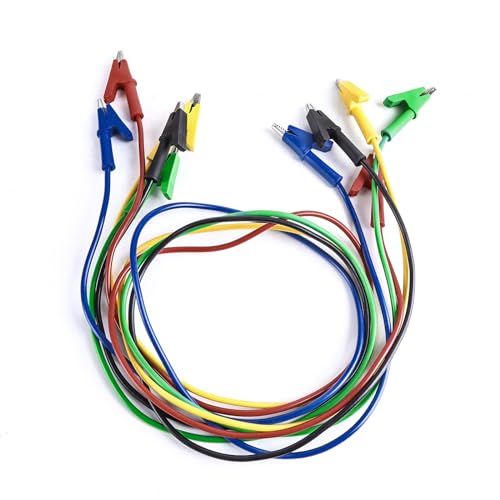 Image of 5PCS 15A Dual Ended Crocodile Alligator Clips Test Lead, Wire Cable with Insulators Clips, Test Flexible Copper Cable with Protective Jack Copper Clamps for Electrical Testing 3.3ft /1m