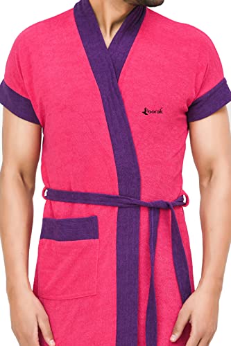 Image of Terry Men Bath robe Fit Upto 42 inches chest - Rani Purple