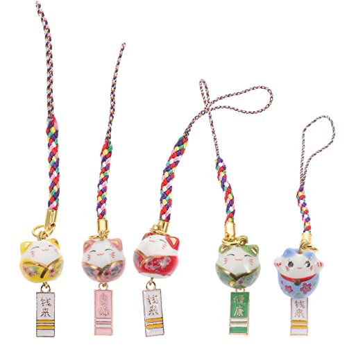 Pendentifs chat céramique x5 pour porte-clés et téléphone portable