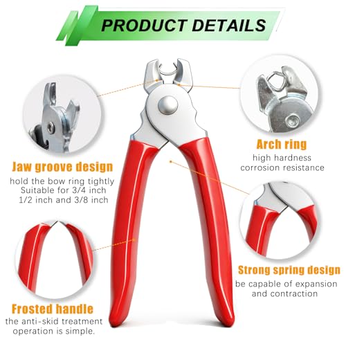 Image of 285 pcs Hog Rings with Straight Hog Ring Pliers Kit 3 /4 inch 1 /2 inch 3 /8 inchGalvanized Hog Rings for Animal Pet Cages、Ropes、Bagging、DIY Craft、Furniture (Pack of 2)
