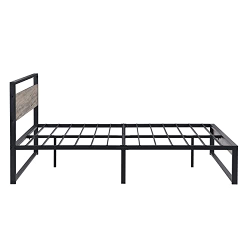 Anwick Metal Platform Bed Frame/Solid Steel Construction/No Box Spring Needed/Wood Slat Support/Easy Assembly, Chestnut Brown, Queen #TOP3