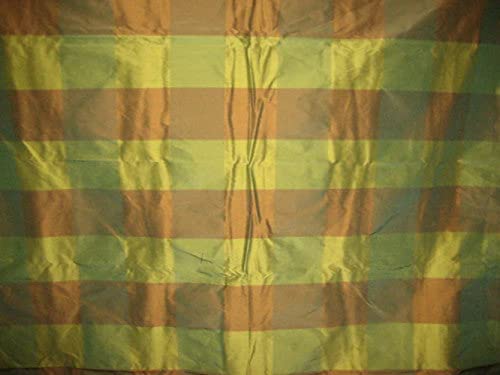 Tissu Silk Dupioni vert et bronze de 122 cm pour rideaux de salon et costumes