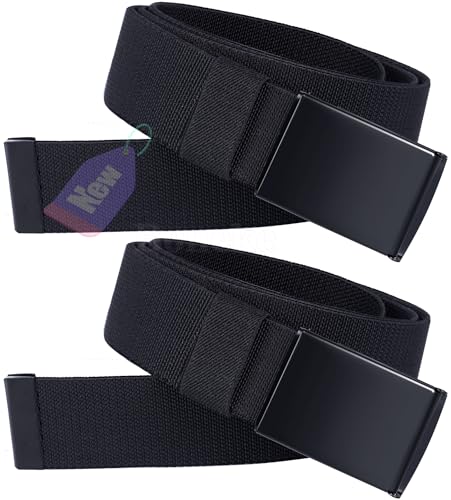 Boneke Stretch Gürtel für Männer,2 Stücke Nylon Canvas Gürtel Casual Atmungsaktiver Stoff mit verstellbarer Metallschnalle, Unisex Gürtels für Arbeit und Outdoor Sport