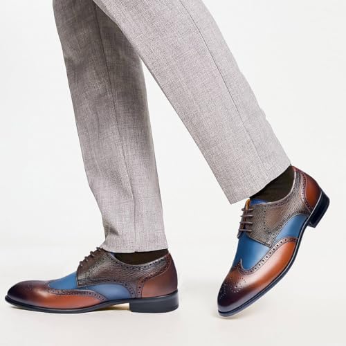 Jepsengord Men's Dress Shoes Wingtip Genuine Cowhide Leather Oxfords with Brogue Formal Business Wedding Derby Shoes2