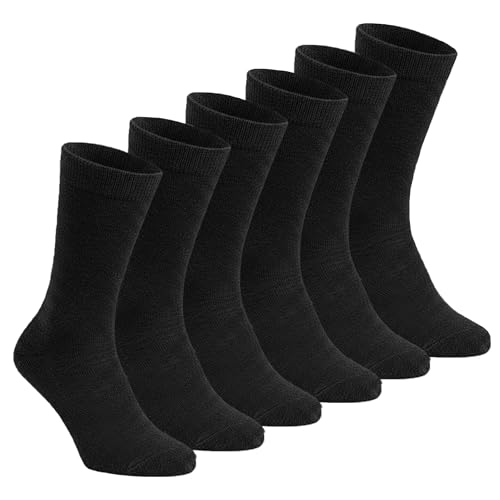 J&A MARTS 6 Pairs Kids Boys Girls Childrens Plain Ankle School Socks | Cotton Rich Breathable & Stretchy | Back To School Casual Sports Socks (BLACK-9-12-ANKLE)