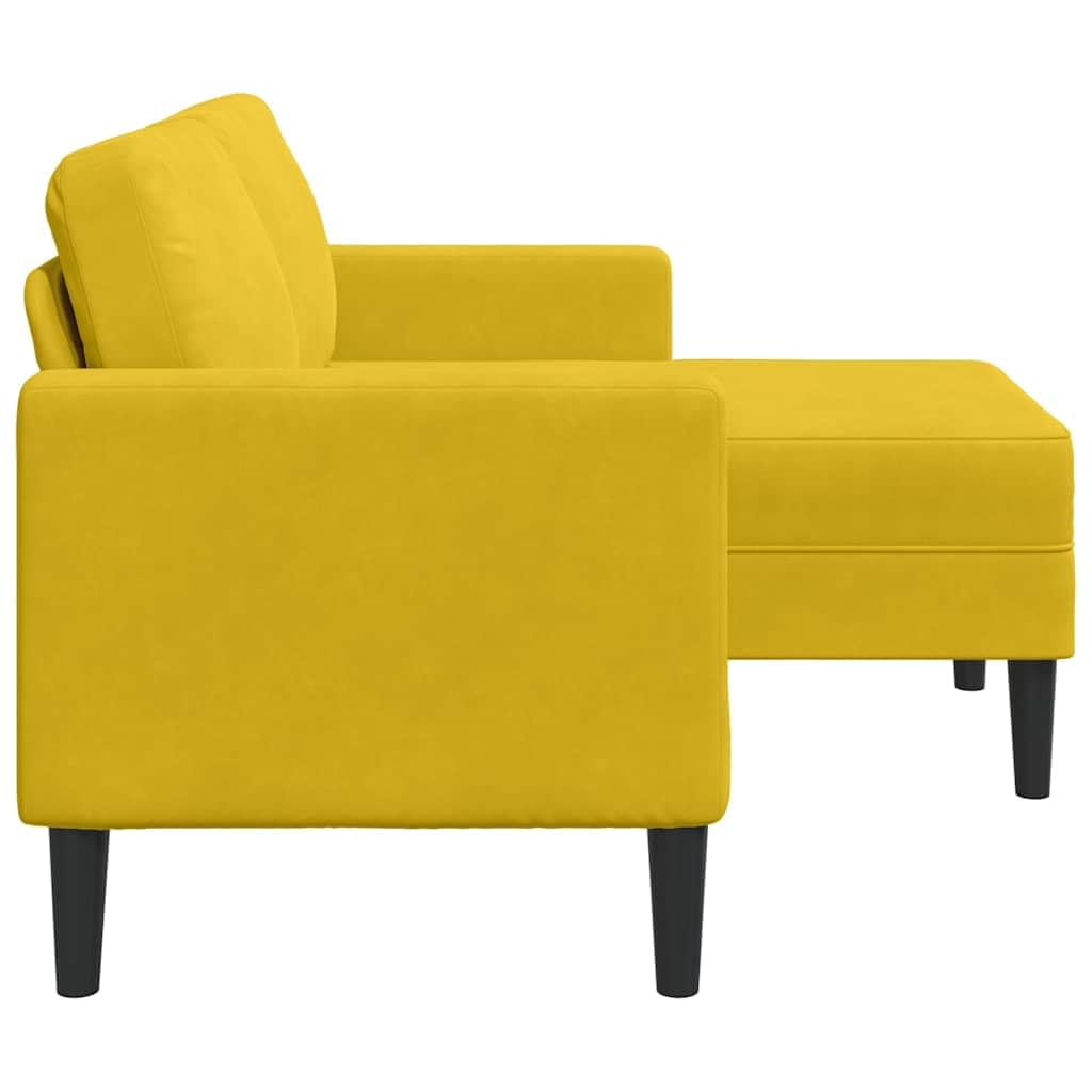 Canapé d'angle 2 Places avec Méridienne en L, Canapé en Velours Jaune 125 cm, Petit Canapé de Salon Compact et Moderne pour Studio, Appartement et Bureau