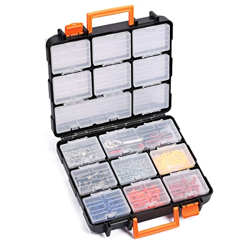 Image of Mayouko 16 Compartments Detachable Toolbox Organizer,Hardware Organizer Box with Removable Sections,Carrying Storage Case for Patts,Screws,Bolts,Nuts,Toys