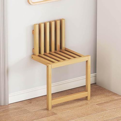 Banco de ducha plegable de madera maciza con diseño elegante de pared 2