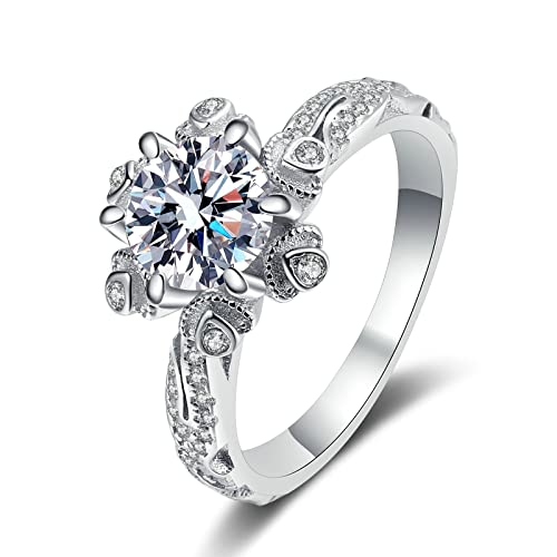 Bague Moissanite en Argent KnSam : Éclat Fleur Bouquet Mariage de Luxe
