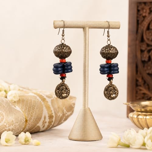 Image of Handcrafted Tribal & Dhokra Art Earrings Collection for Women - Royal Boho Statement Designs in Brass, Wooden, Beaded & Geometric Styles