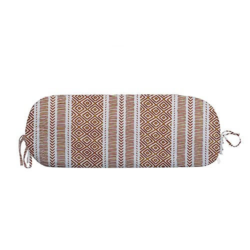 Image of Trance Home Linen Premium 16x32 Inches 200 Tc Thread Count Bolster Covers Set of 2 | Anti-Pill 100% Cotton| Dewan Bed Round Pillow Cover with Tie Knot (Aztec Mustard - Pack of 2)