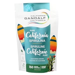 Gandalf California Pure Spirulina Powder 150g, 30 Servings, Organic Blue-Green Algae, Vegan, Non-GMO, Cultivated in California, Packed with Essential Amino Acids, Iron & Vitamins, Smooth & Easy to Use