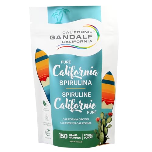 Gandalf California Pure Spirulina Powder 150g, 30 Servings, Organic Blue-Green Algae, Vegan, Non-GMO, Cultivated in California, Packed with Essential Amino Acids, Iron & Vitamins, Smooth & Easy to Use