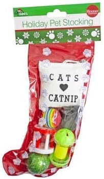 Kole Imports Christmas Cat Stocking with 6 Toys