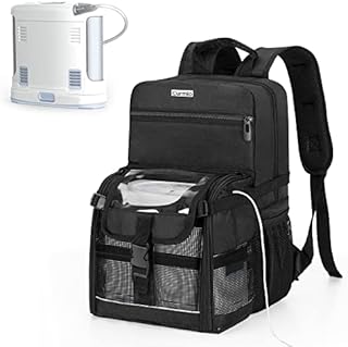 CURMIO Travel Backpack Compatible with Inogen, OxyGo and Caire Units, Portable Oxygen Concentrator Bag with Storage Compartment, Black (Bag Only, Patented Design)