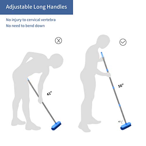 Meibei Floor Scrub Brush With Adjustable Long Handle-54 Inch, Stiff Bristle Grout Brush Tub And Tile Brush For Cleaning Bathroom, Patio, Kitchen, Wall And Deck #TOP1