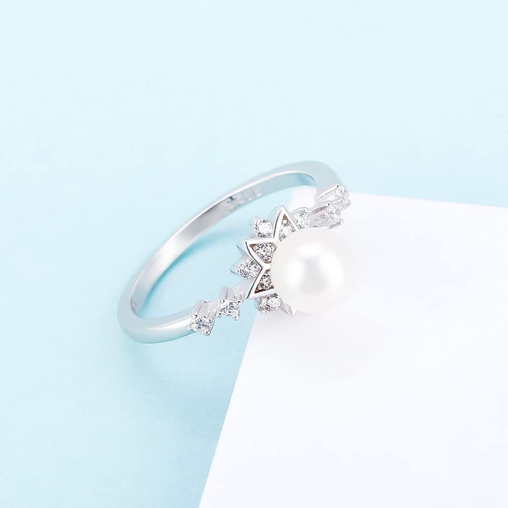 Sterling Silver CZ Bloom Rings Mounting for Women, Design Ring Fitting Accessory for DIY Pearl Jewelry Making - Image 4