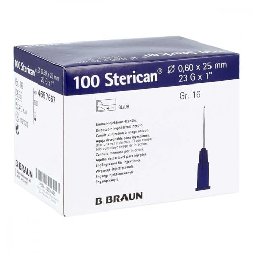 Sterican Kanülen Luer-lok 0,60x25 mm Größe 1 6 blau 100 stk