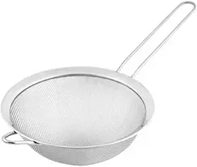 Peneira De Inox Com Cabo Longo Utensílio De Cozinha Em Aço Inoxidável Fácil De Limpar Ideal Para Coar Polvilhar Peneirar Alimentos Durável Com Suporte Para Panelas e Travessas