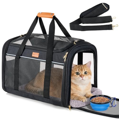 Transportín Morpilot para Gatos Grandes, Gatos y Cachorros de hasta 12 kg; transportín Plegable para Gatos; transportín para Perros con Malla en los Cuatro Lados, Ideal para el hogar y los Viajes
