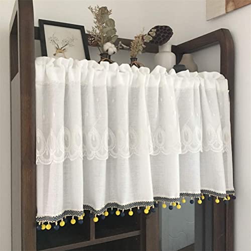 Cenefa de gasa para ventana de cocina con bordado elegante 2