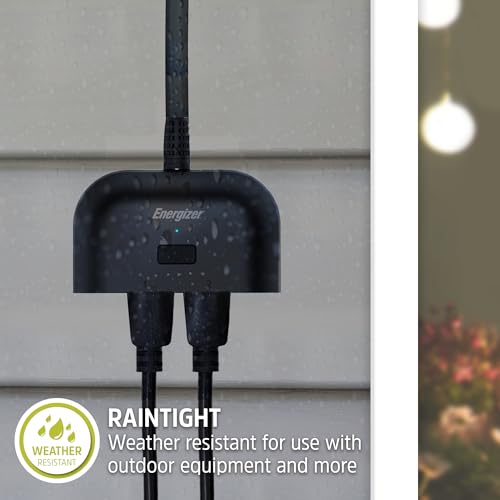 Energizer Smart Wi-Fi Outdoor Plug, Water-Resistant, 2 Individually Controlled Outdoors, Customizable Schedules/Remote Access with App, Compatible with Alexa, Siri, Google Assistant