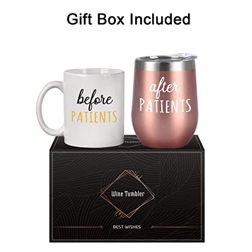 Lifecapido Before Patients After Patients Set, Nurse Week Appreciation Gifts For Nurse Practitioner Doctor Hygienist Physician Dentist Women, 11Oz Coffee Mug And 12Oz Stainless Steel Wine Tumbler Set #TOP6