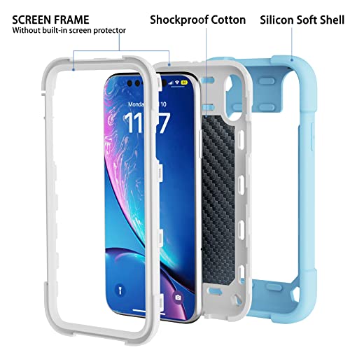 Image of MARKILL Compatible with iPhone with Built-in 360Rotating Ring Stand, Military Grade Drop Protection Full Body Rugged Heavy Duty Case Durable Cover (Ice Blue, iPhone XR 6.1 inch)