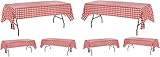 Pack of 12 Plastic Red and White Checkered Tablecloths - 12 Pack - Picnic Table Covers Gingham by Oojami