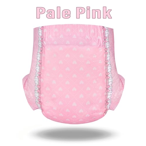 Image of Littleforbig Printed Adult Brief Diapers 10 Pieces - Blushing Baby Pale Pink (Medium 28 inch-38 inch)