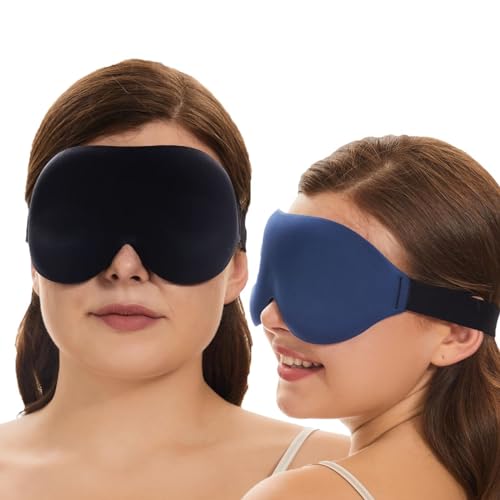 ALASKA BEAR 2 Pack 100% Blackout Sleep Masks Most Comfortable Contoured Eye Cups and Nose Covering for Women Men, 3D Pillow Eye Masks 0 Pressure on Eyelids & Eyelashes(Black&Navy) - Thumbnail 6