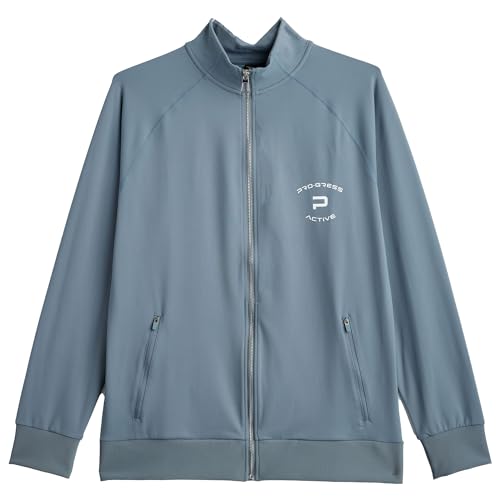 Men's Active Slim Fit Lightweight Zip Up Track Jacket - Zip-Up Long Sleeve with Thumbholes | Moisture-Wicking, Breathable (AU, Alpha, X-Large, Regular,Grey)