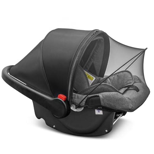 Universal Car Seat Canopy, Baby Car Seat Cover, Mosquito Net with Sunshade & Zipper - Breathable Mesh Infant Bug Net for Baby | Elastic Edge, Portable & Machine Washable