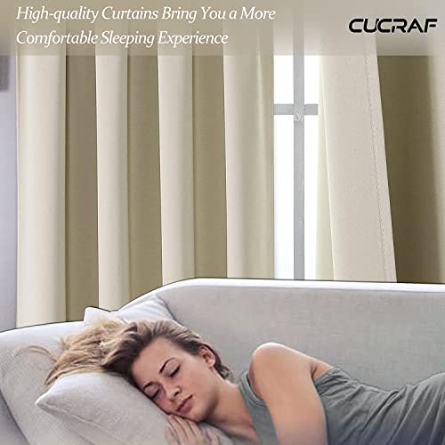 Cucraf Blackout Curtains 90 Inches Long, Room Darkening Window Curtain Panels, Rod Pocket Thermal Insulated Solid Drapes For Bedroom Living Room, 52X90 Inch, Light Beige, Set Of 2 Panels #TOP5