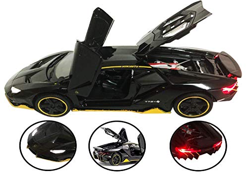 Image of Metal car Toy Lamborgheni LP770 Alloy Diecast Collectible Toy Vehicle with Light and Sound Pull Back Toy Car for Boys (Black)