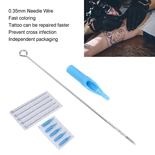 100Pcs Stainless Steel Mixed Assorted Tattoo Needles + 100Pcs Plastic Tattoo Tips For Tattoo Artists Beginners(5Mi Needle+5Ft Needle Mouth (Ws0437-01)) #TOP5