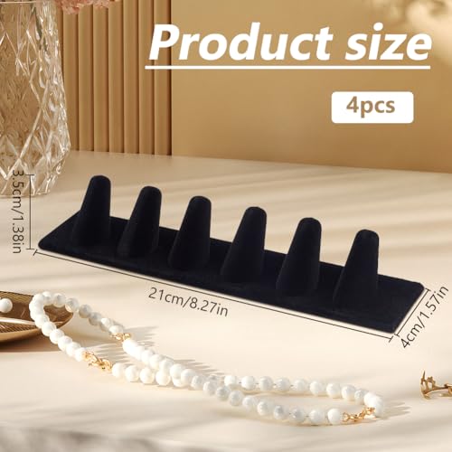 PLIGREAT 4 Stück Ringständer Aus Schwarzem Samt 6 Fingerringhalter Fingerschmuck Displayständer Aufbewahrungsorganisatoren Für Hochzeits Verlobungs Und Jubiläumsring Shows